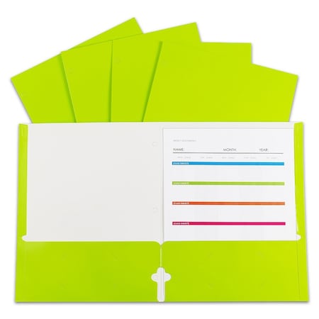 C-Line Products 2-Pocket Laminated Paper Portfolios w/3-Hole Punch, Green, PK25 06313